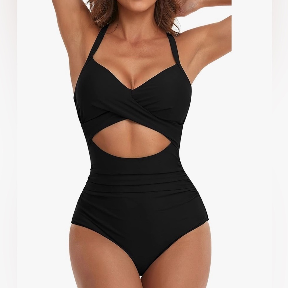 Eomenie | One Piece Tummy Control Cutout High Waisted, Wrap Tie Back, NWT